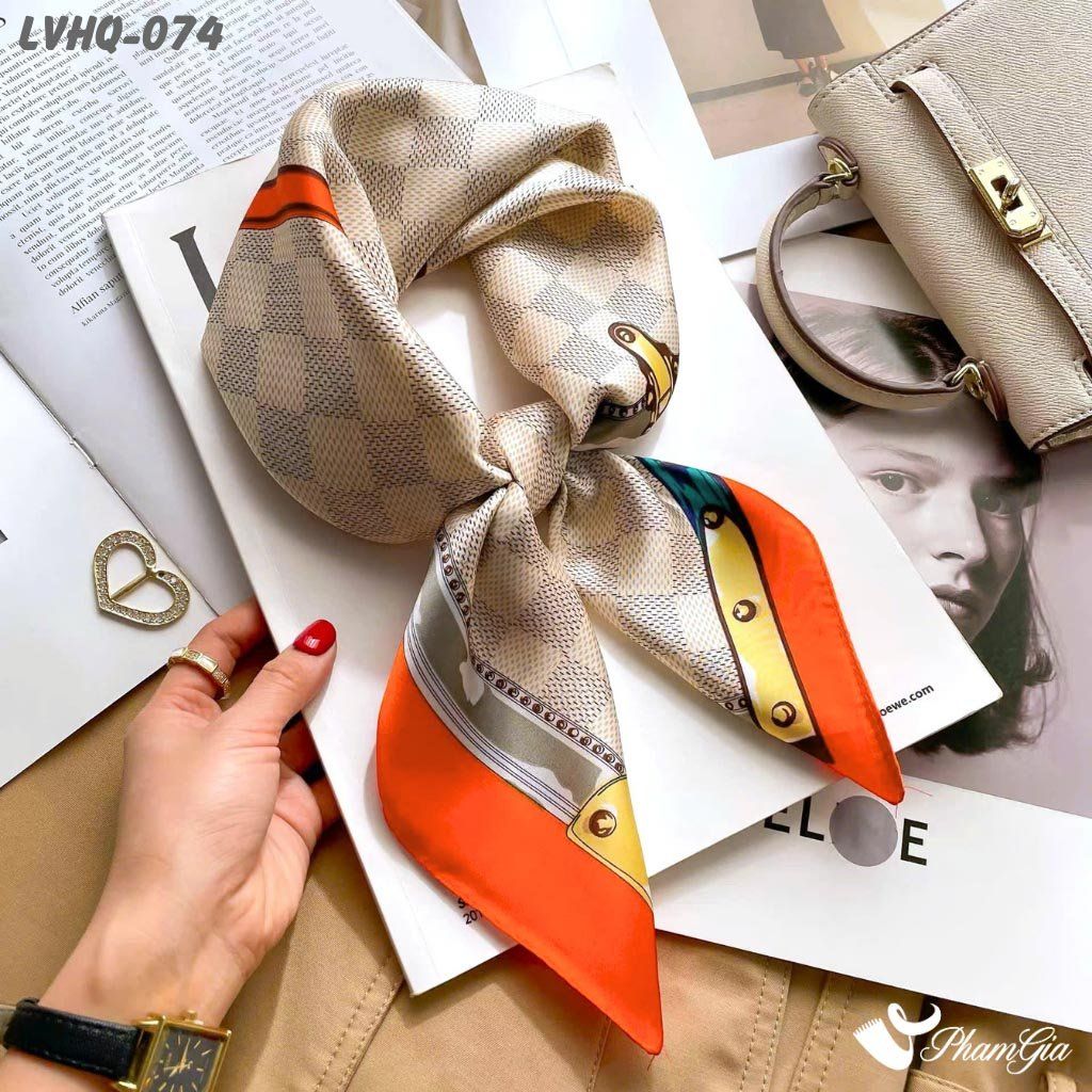 Khăn Lụa Vuông 70*70Cm Phong Cách Hàn Quốc Họa Tiết Caro Retro (LVHQ074)