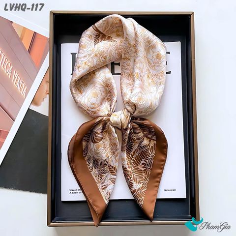 Khăn Lụa Vuông 70*70Cm Phong Cách Hàn Quốc Họa Tiết Hoa Hồng Cổ Điển (LVHQ117)