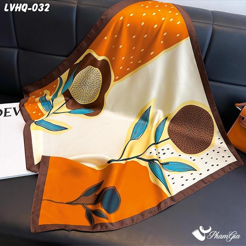 Khăn Lụa Vuông 70*70cm Phong Cách Hàn Quốc Họa Tiết Hoa Mặt Trời (LVHQ032)