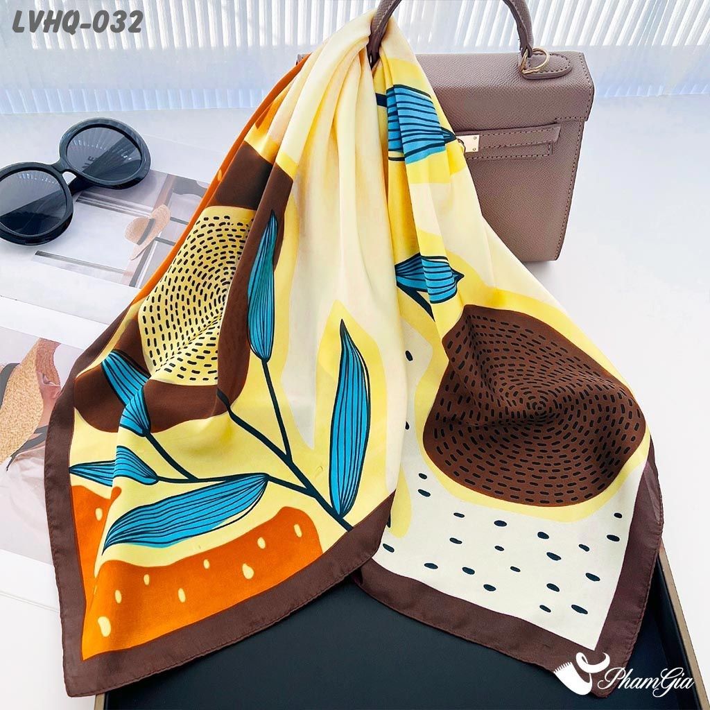 Khăn Lụa Vuông 70*70cm Phong Cách Hàn Quốc Họa Tiết Hoa Mặt Trời (LVHQ032)