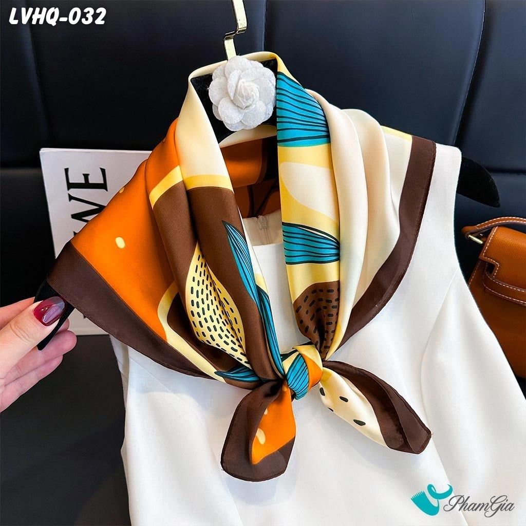 Khăn Lụa Vuông 70*70cm Phong Cách Hàn Quốc Họa Tiết Hoa Mặt Trời (LVHQ032)