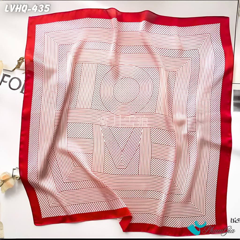 Cận Chất Khăn Lụa Vuông 70*70cm Phong Cách Hàn Quốc Họa Tiết Kẻ Sọc Màu Đỏ