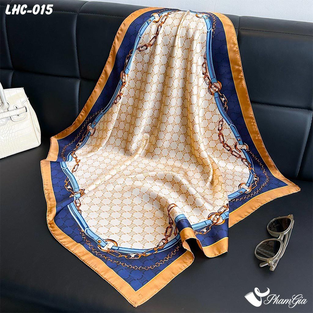 Khăn Lụa Vuông 70*70cm Phong Cách Hàn Quốc Họa Tiết Mắt Xích Retro (LVHQ015)