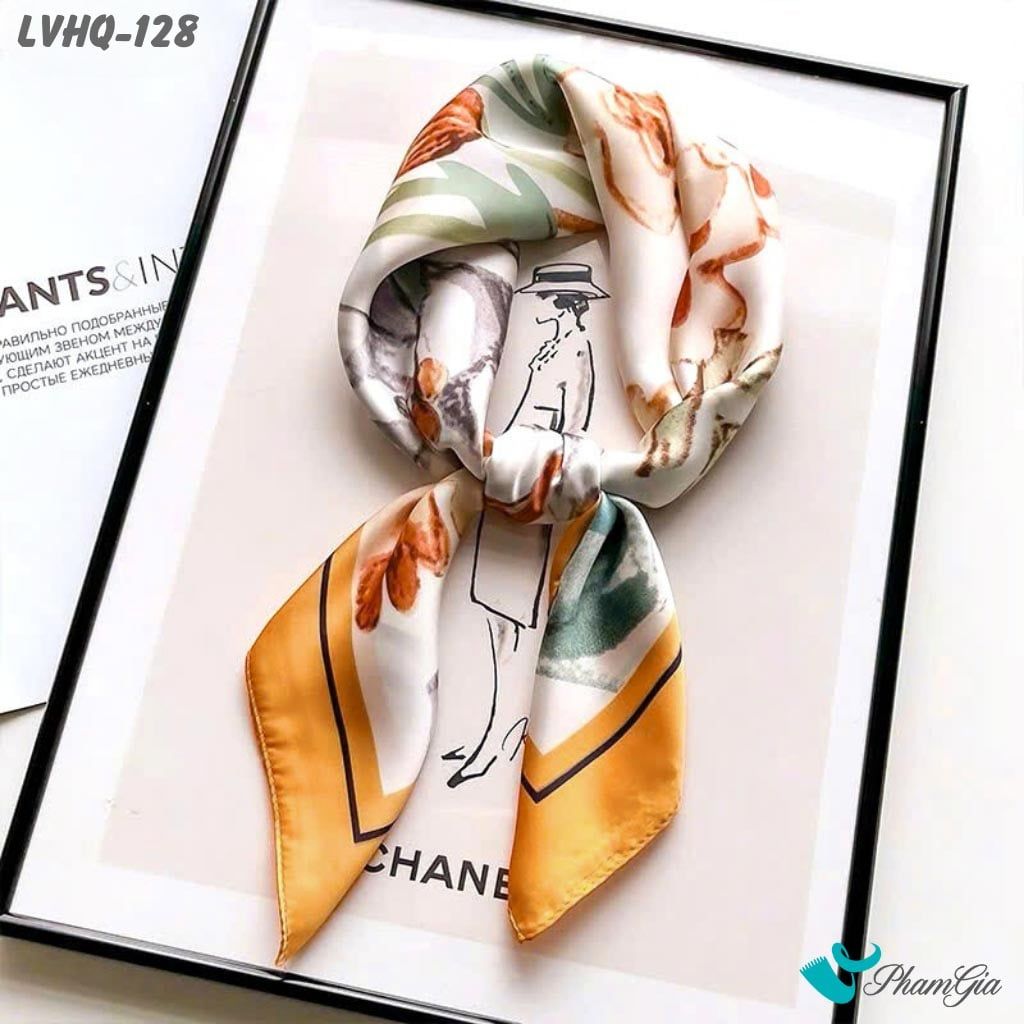 Khăn Lụa Vuông 70*70Cm Phong Cách Hàn Quốc Họa Tiết Vườn Hoa Sắc Màu (LVHQ128)