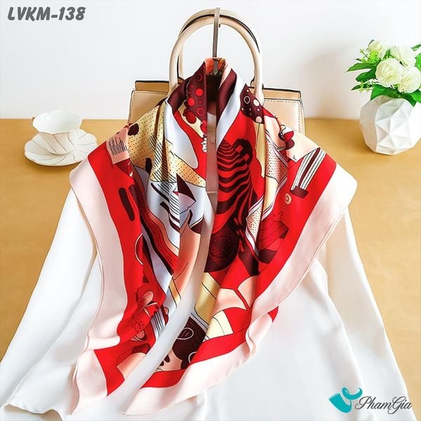 Khăn Lụa Vuông 90*90Cm Họa Tiết Retro Phối Nhiều Màu Cá Tính (LVKM138)