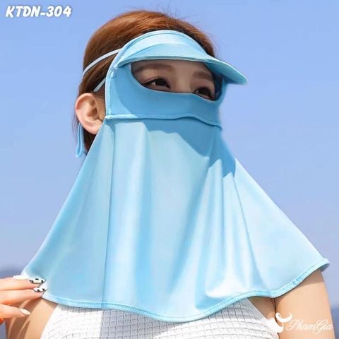 Góc Nghiêng Khẩu Trang Chống Nắng Full Face 360 Độ Màu Xanh Baby