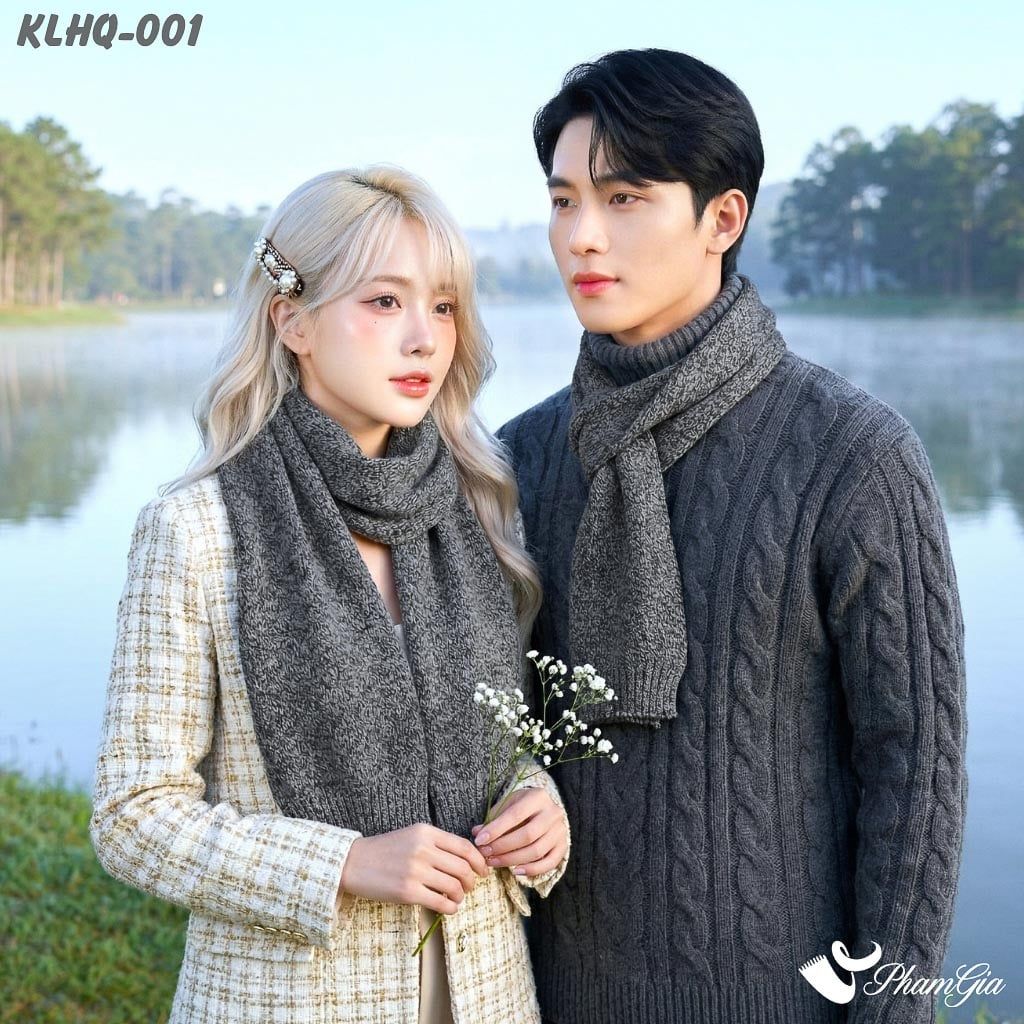Khăn Choàng Len Giữ Ấm Đơn Sắc Màu Xám (KLHQ001)