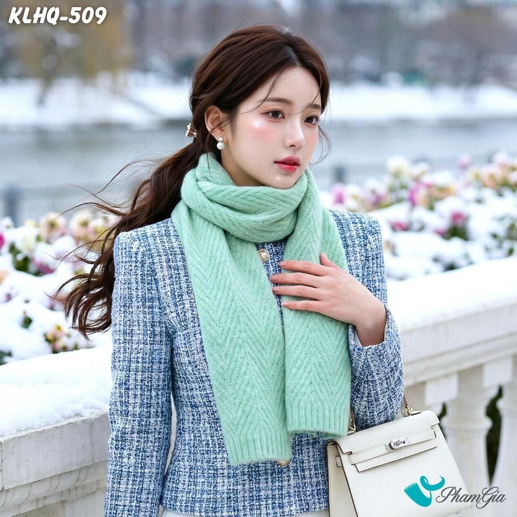 Khăn Choàng Len Siêu Mềm Giữ Ấm Phong Cách Hàn Quốc Màu Xanh Ngọc (KLHQ509)