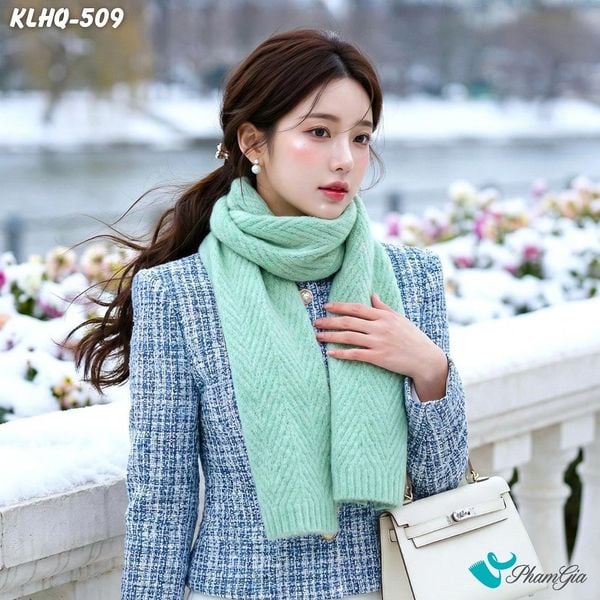 Khăn Choàng Len Siêu Mềm Giữ Ấm Phong Cách Hàn Quốc Màu Xanh Ngọc (KLHQ509)
