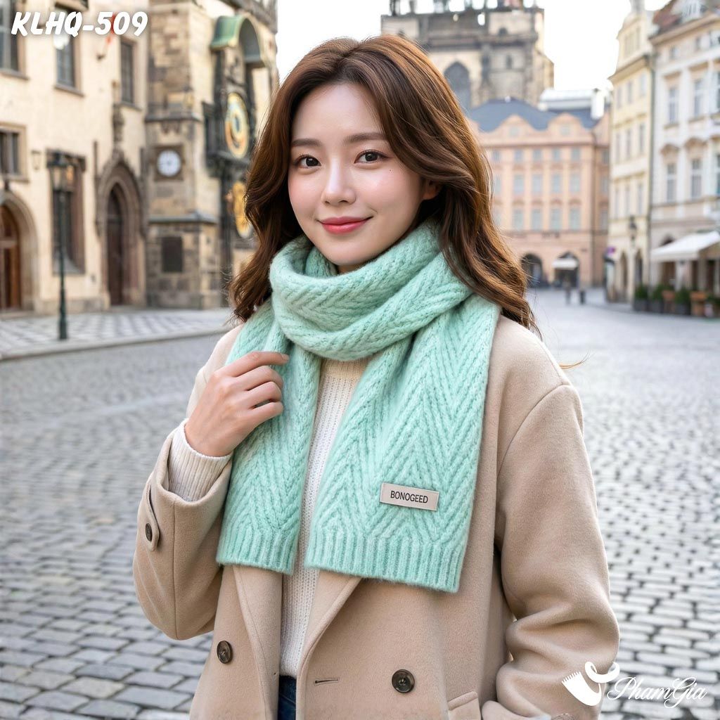 Khăn Choàng Len Siêu Mềm Giữ Ấm Phong Cách Hàn Quốc Màu Xanh Ngọc (KLHQ509)
