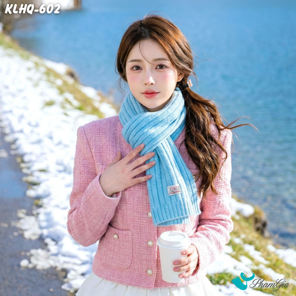 Khăn Choàng Len Giữ Ấm Đơn Sắc Màu Xanh Baby Cao Cấp (KLHQ602)