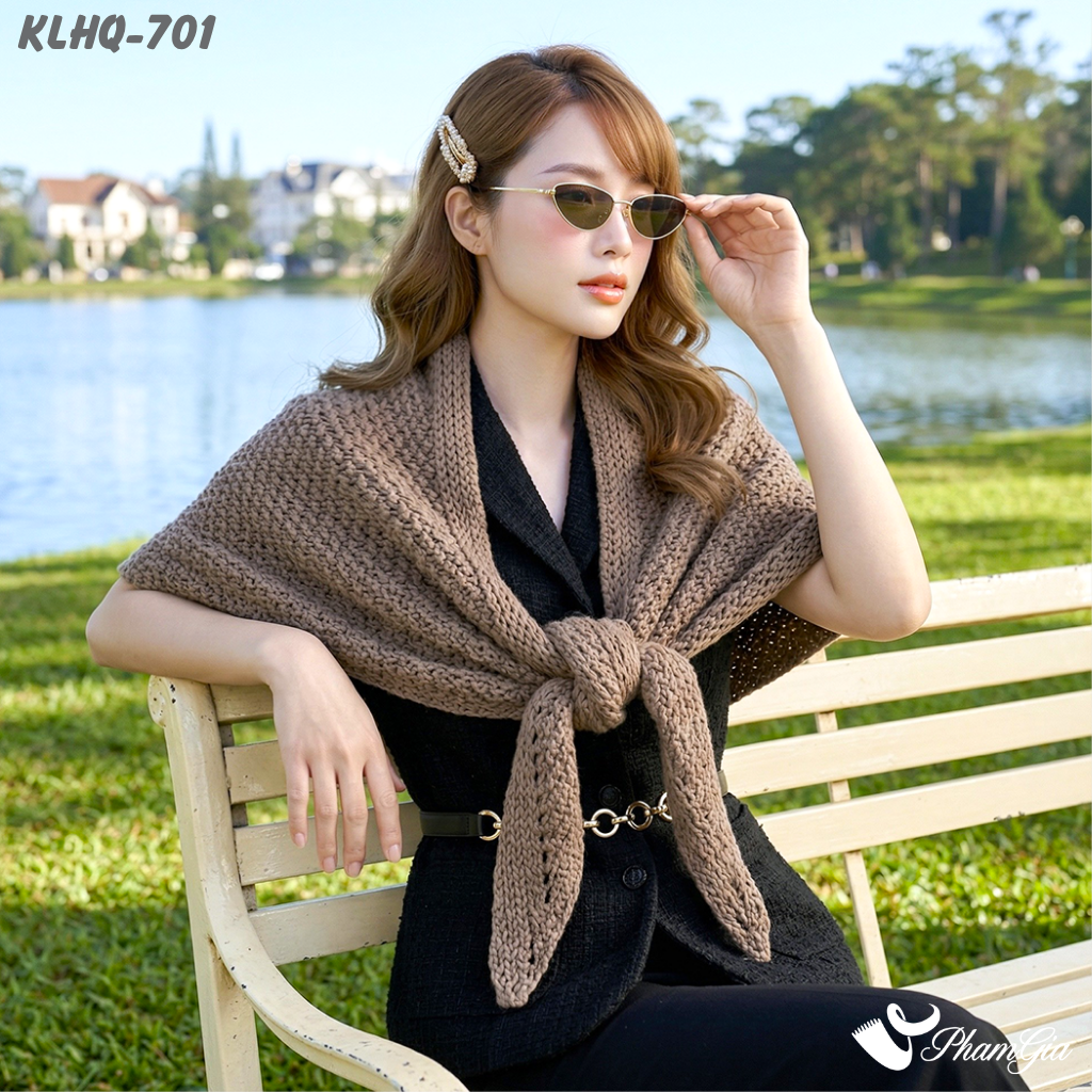 Khăn Choàng Len Vạt Xéo Màu Nâu Socola Cá Tính (KLHQ701)