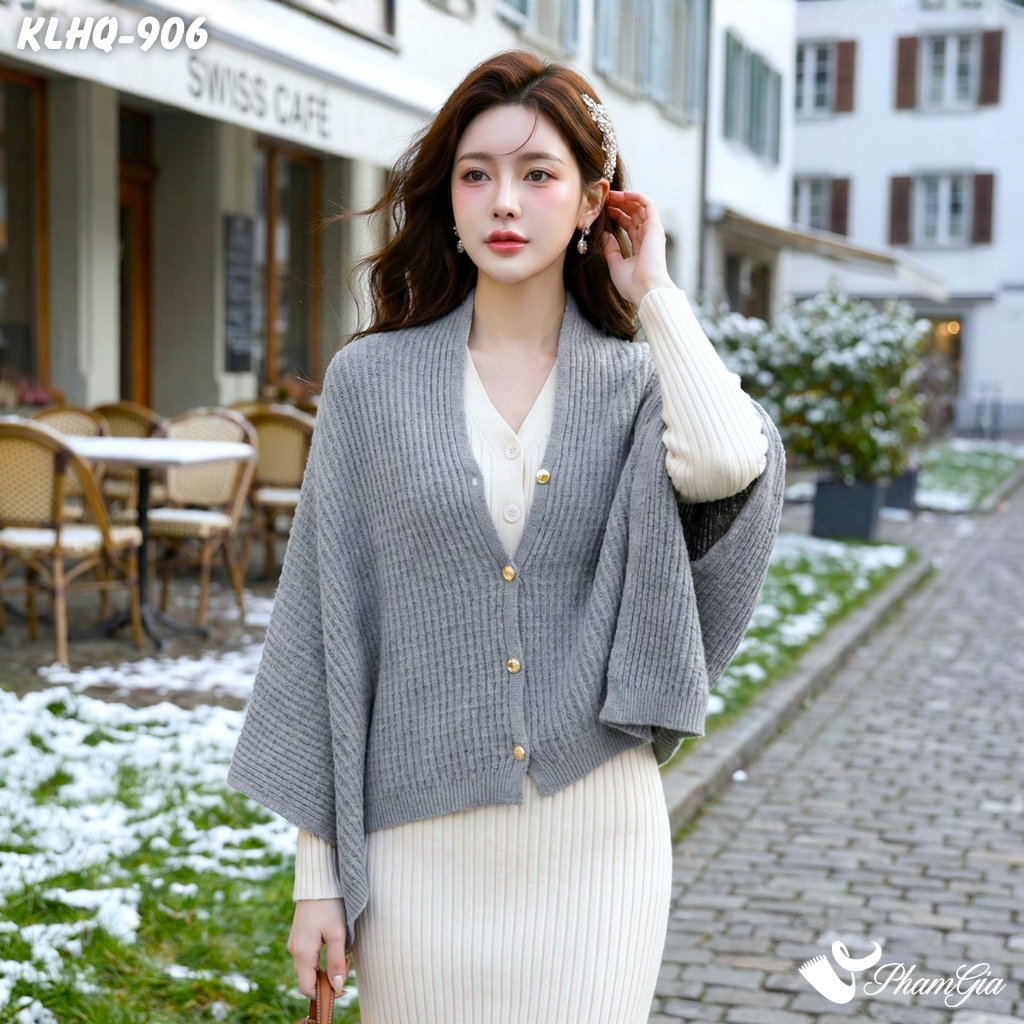 Khăn Len Giữ Ấm Đa Năng Phong Cách Hàn Quốc Cao Cấp Màu Xám (KLHQ906)