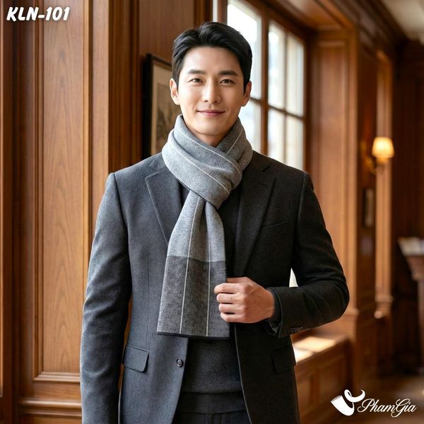Khăn Choàng Len Cashmere Cao Cấp Họa Tiết Sang Trọng Và Lịch Lãm Cho Nam (KLN101)