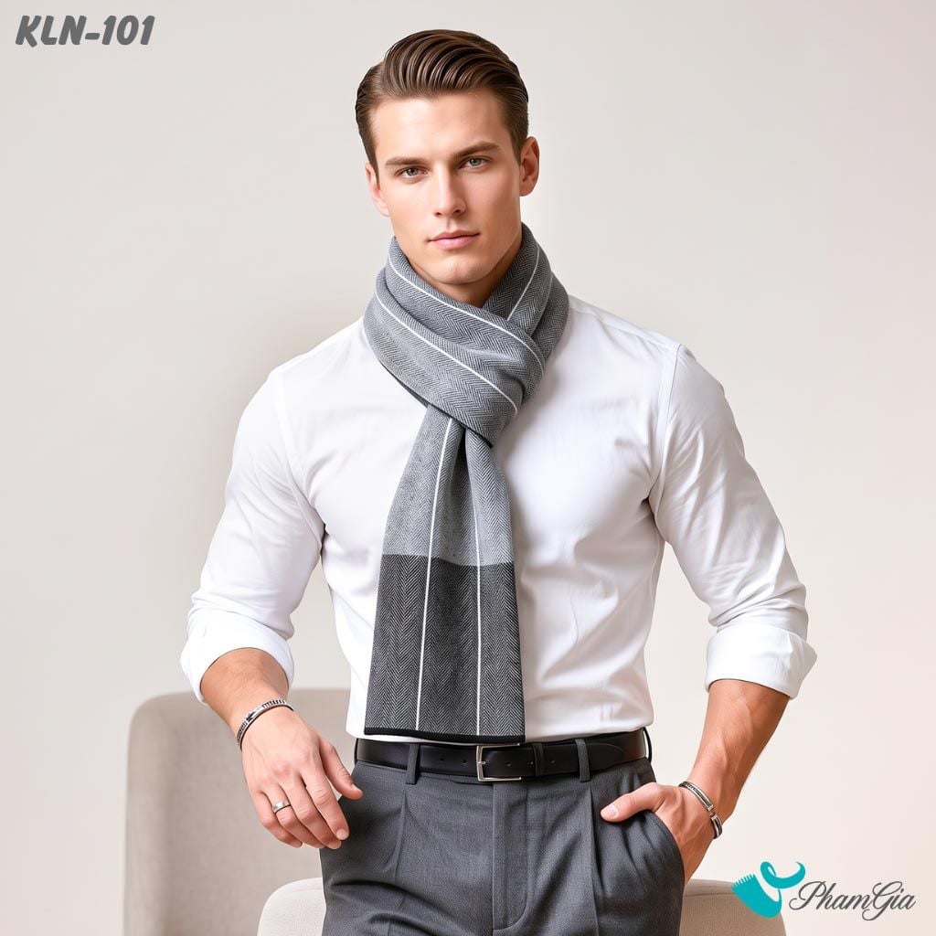 Khăn Choàng Len Cao Cấp Họa Tiết Sang Trọng Và Lịch Lãm Cho Nam (KLN101)