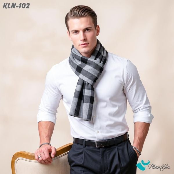 Khăn Choàng Len Cashmere Cao Cấp Họa Tiết Sang Trọng Và Lịch Lãm Cho Nam (KLN102)