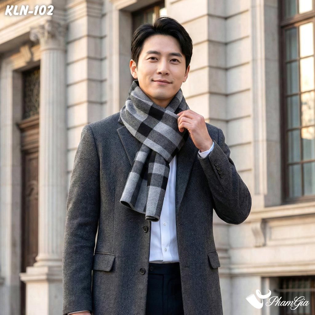 Khăn Choàng Len Cashmere Cao Cấp Họa Tiết Sang Trọng Và Lịch Lãm Cho Nam (KLN102)
