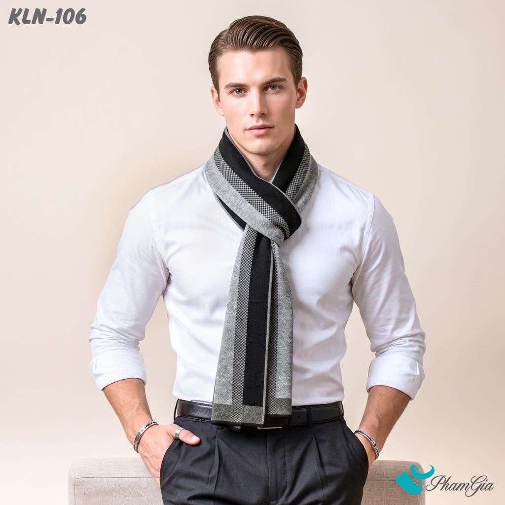 Khăn Choàng Len Cao Cấp Họa Tiết Sang Trọng Và Lịch Lãm Cho Nam (KLN106)