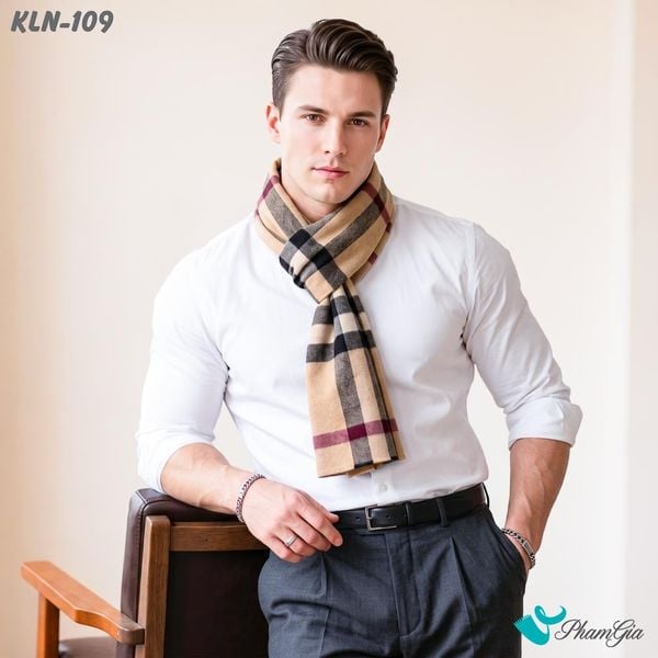 Khăn Choàng Len Cashmere Cao Cấp Họa Tiết Sang Trọng Và Lịch Lãm Cho Nam (KLN109)