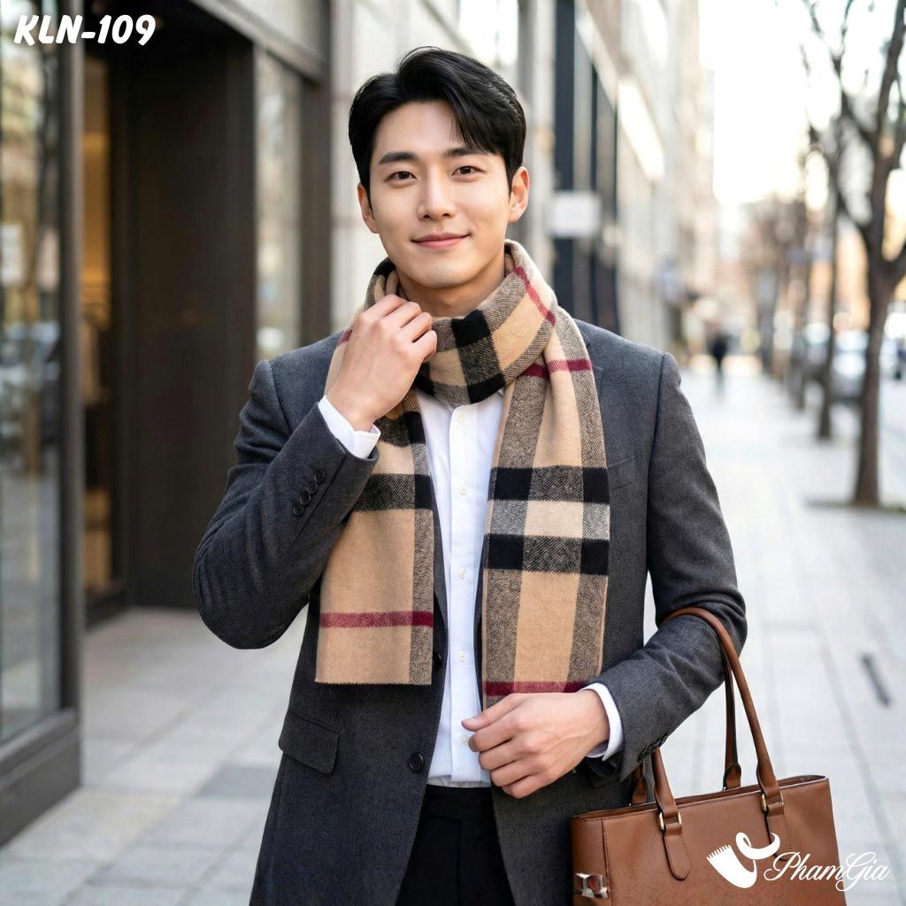 Khăn Choàng Len Cashmere Cao Cấp Họa Tiết Sang Trọng Và Lịch Lãm Cho Nam (KLN109)