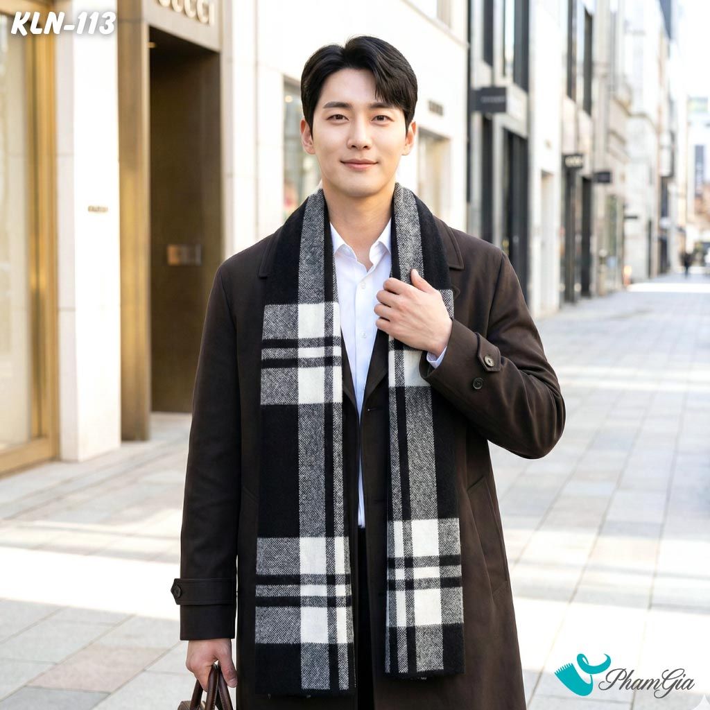 Khăn Choàng Len Cashmere Cao Cấp Họa Tiết Sang Trọng Và Lịch Lãm Cho Nam (KLN113)