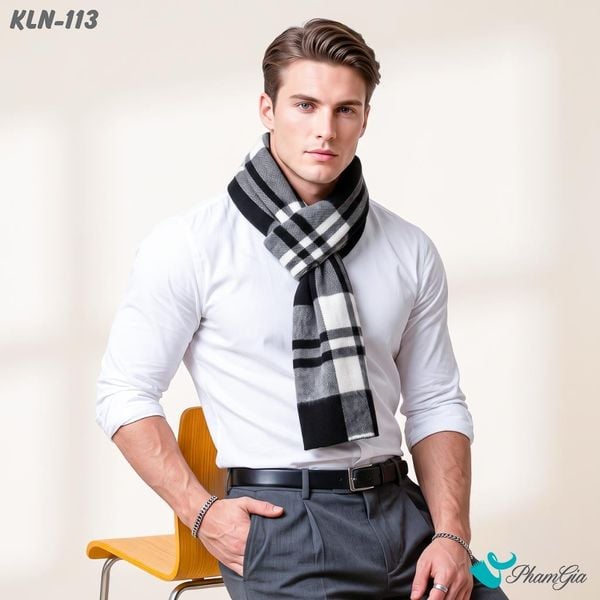 Khăn Choàng Len Cashmere Cao Cấp Họa Tiết Sang Trọng Và Lịch Lãm Cho Nam (KLN113)