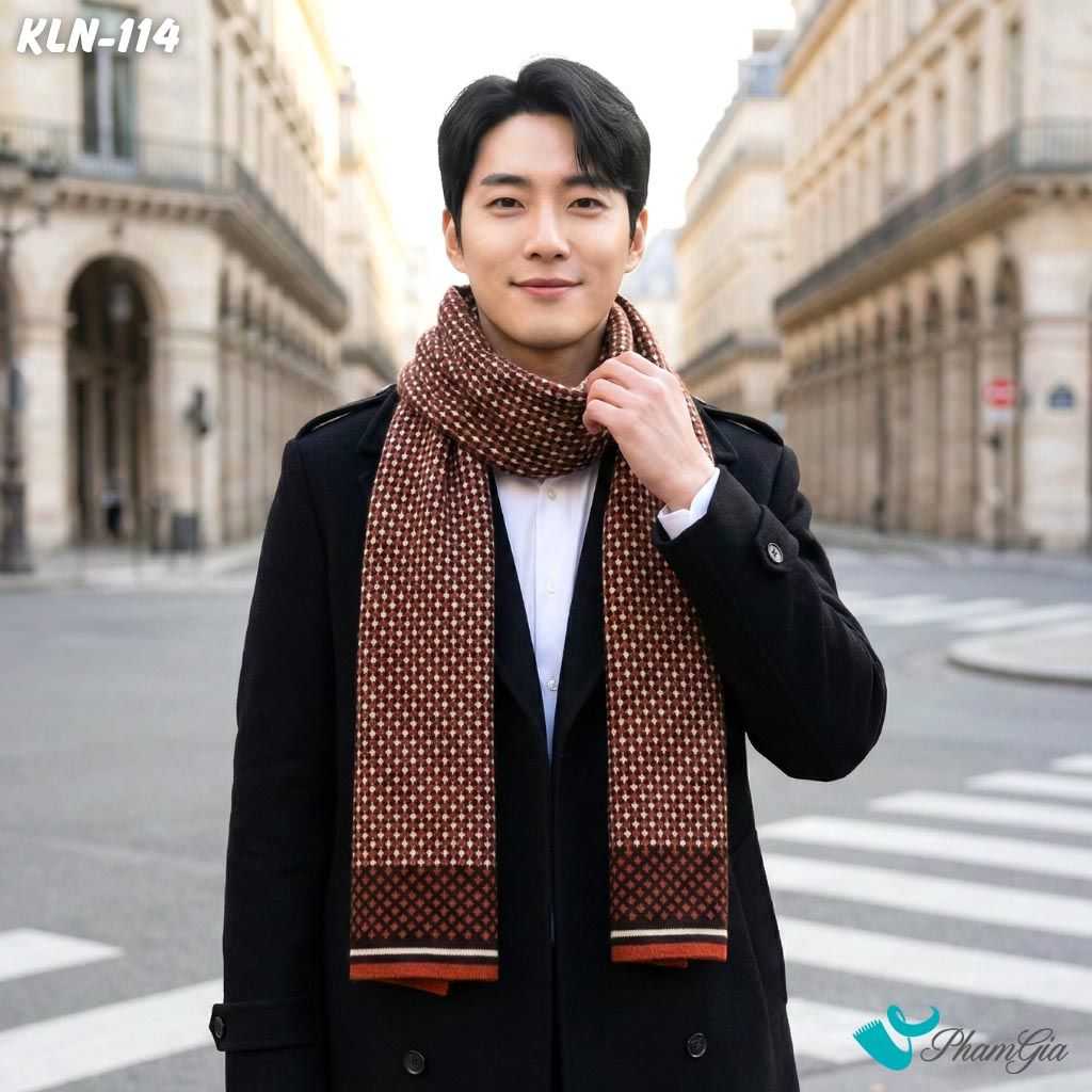 Khăn Choàng Len Cashmere Cao Cấp Họa Tiết Sang Trọng Và Lịch Lãm Cho Nam (KLN114)
