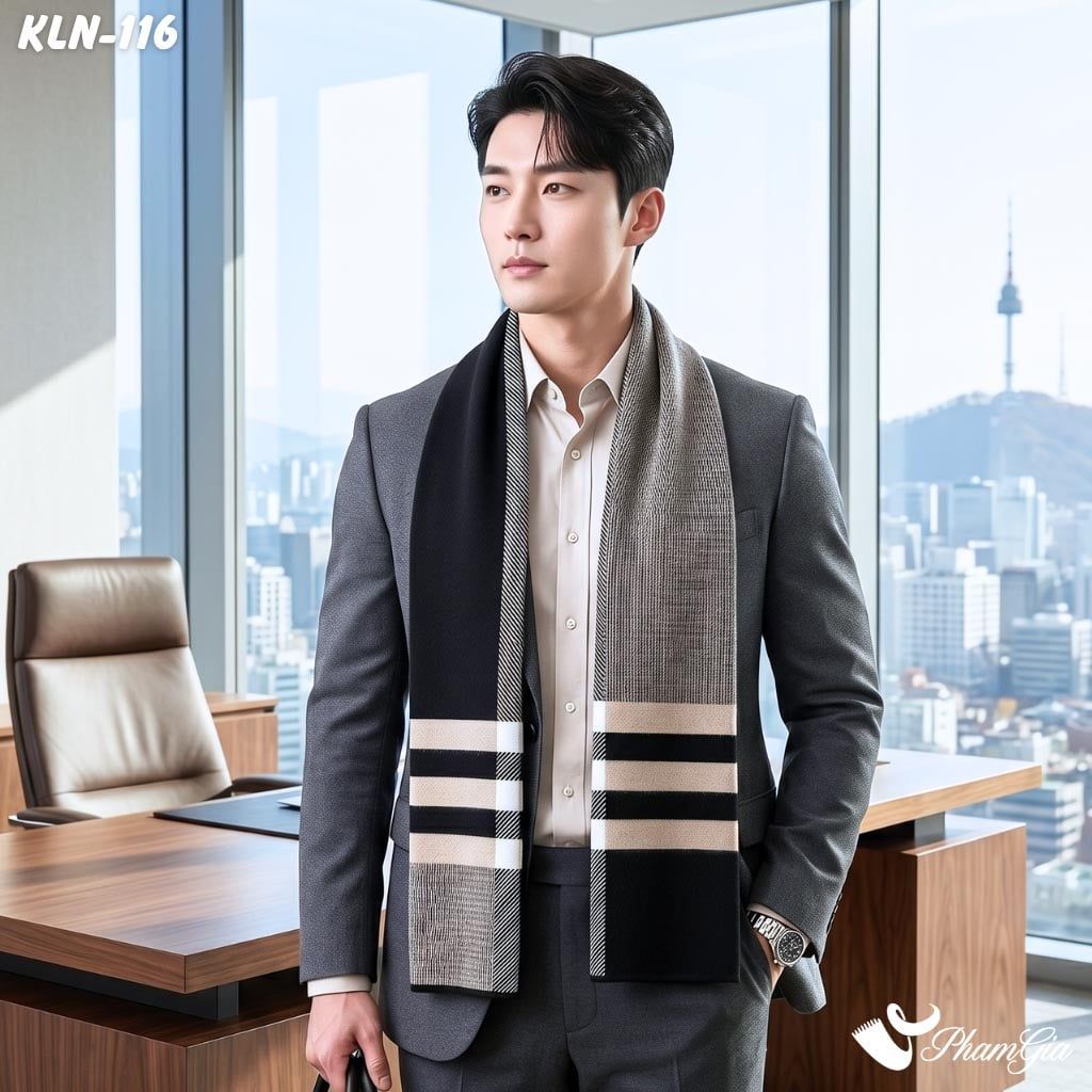 Khăn Choàng Len Cashmere Cao Cấp Họa Tiết Sang Trọng Và Lịch Lãm Cho Nam (KLN116)