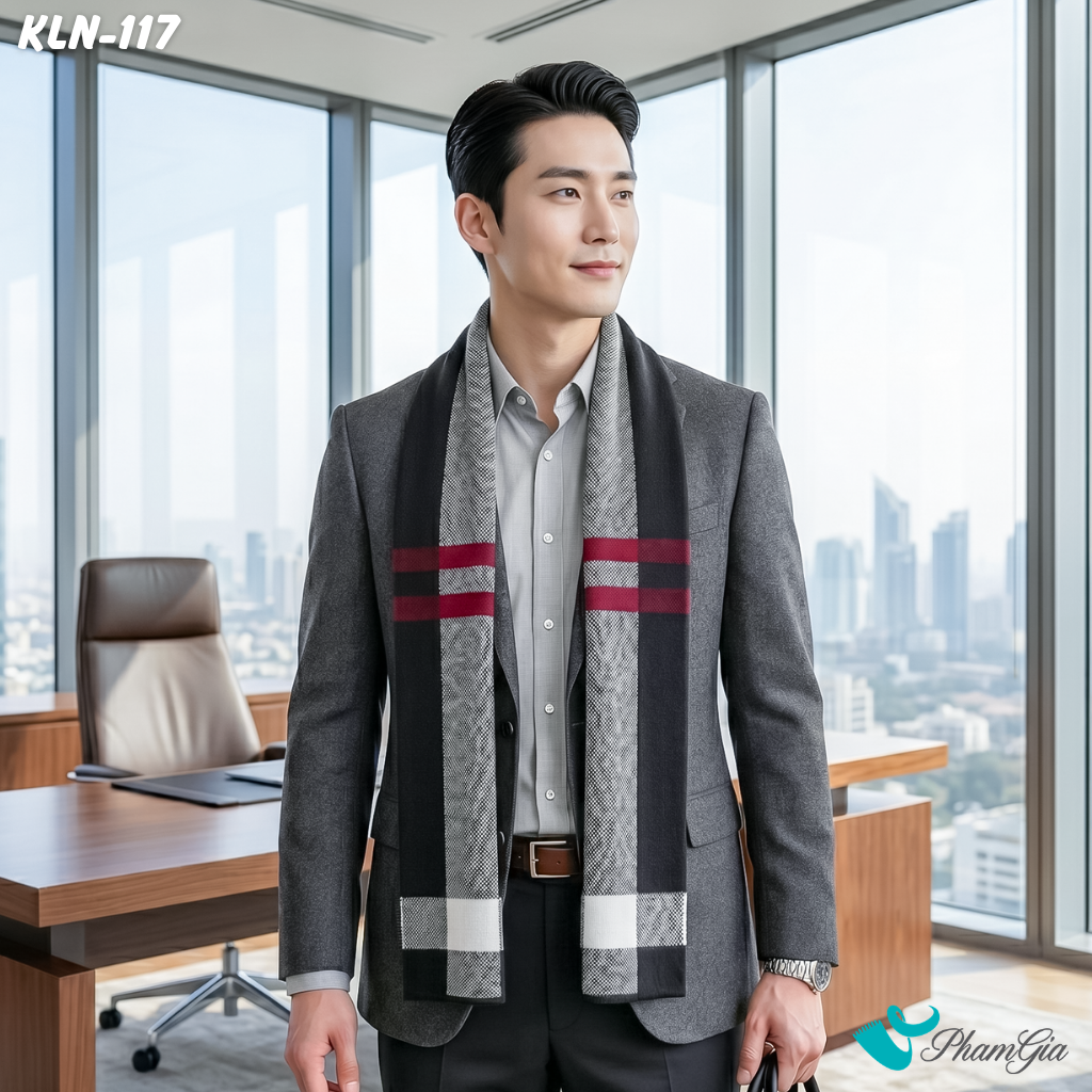 Khăn Choàng Len Cashmere Cao Cấp Họa Tiết Sang Trọng Và Lịch Lãm Cho Nam (KLN117)