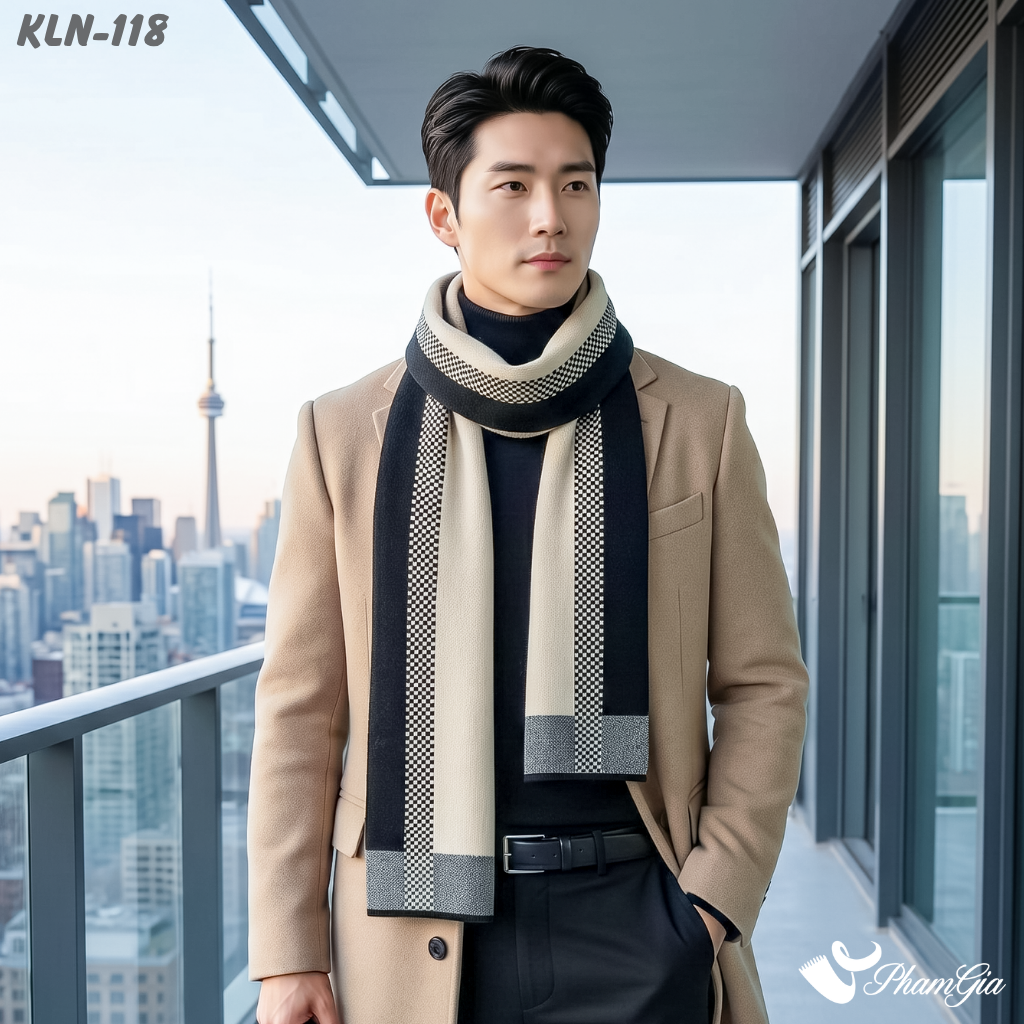 Khăn Choàng Len Cashmere Cao Cấp Họa Tiết Sang Trọng Và Lịch Lãm Cho Nam (KLN118)