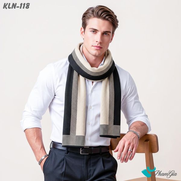 Khăn Choàng Len Cashmere Cao Cấp Họa Tiết Sang Trọng Và Lịch Lãm Cho Nam (KLN118)