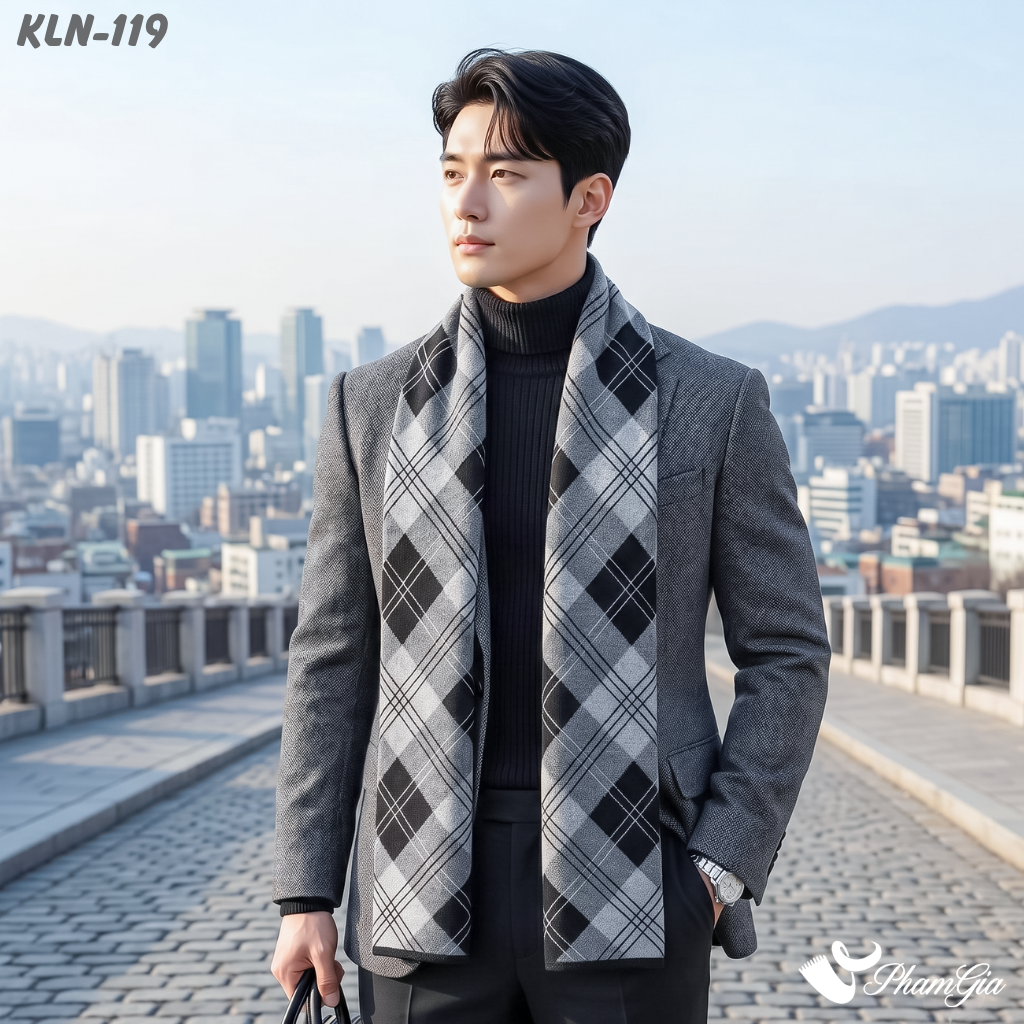 Khăn Choàng Len Cashmere Cao Cấp Họa Tiết Sang Trọng Và Lịch Lãm Cho Nam (KLN119)