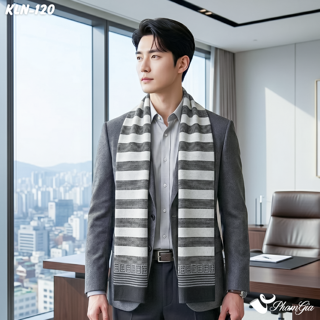 Khăn Choàng Len Cashmere Cao Cấp Họa Tiết Sang Trọng Và Lịch Lãm Cho Nam (KLN120)