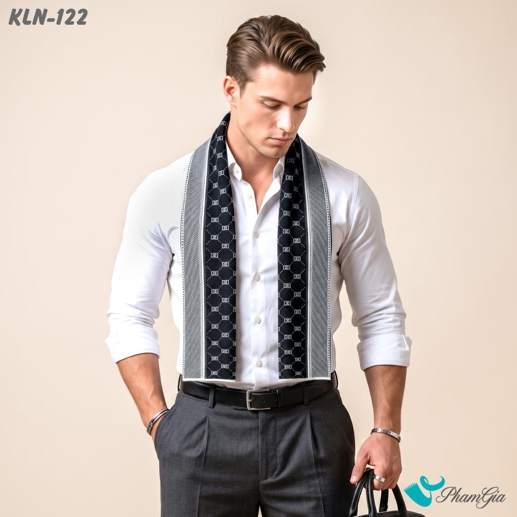 Khăn Choàng Len Cao Cấp Họa Tiết Sang Trọng Và Lịch Lãm Cho Nam (KLN122)