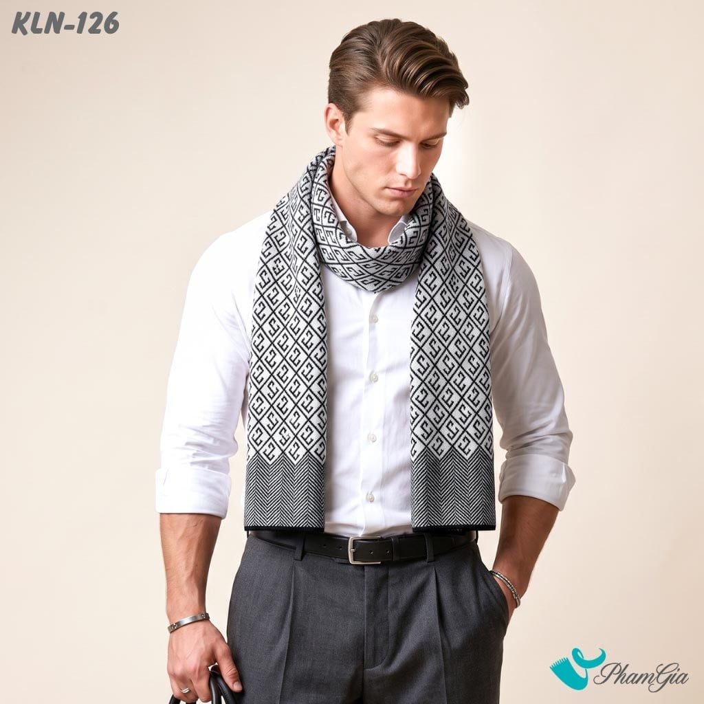 Khăn Choàng Len Cao Cấp Họa Tiết Sang Trọng Và Lịch Lãm Cho Nam (KLN126)
