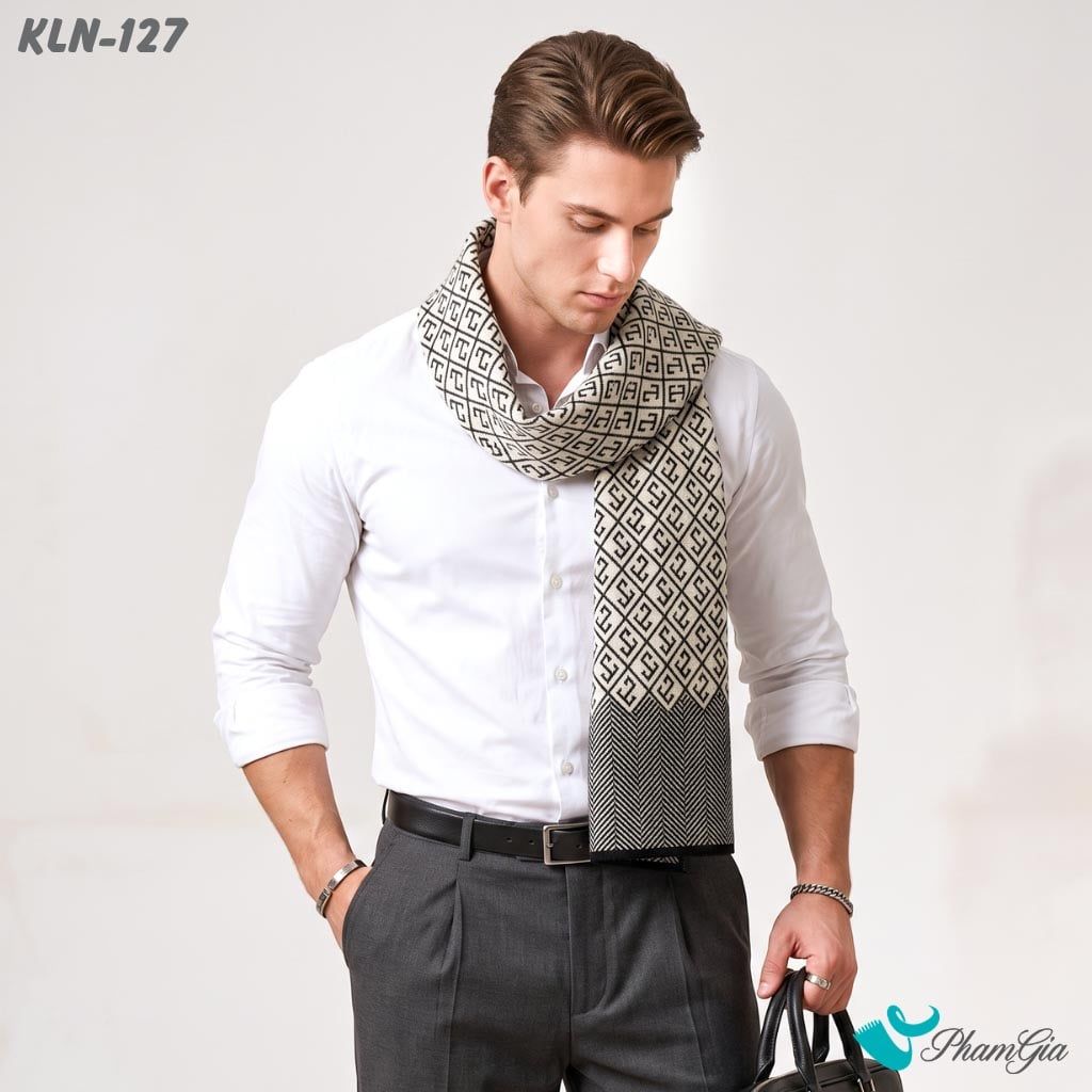 Khăn Choàng Len Cao Cấp Họa Tiết Sang Trọng Và Lịch Lãm Cho Nam (KLN127)
