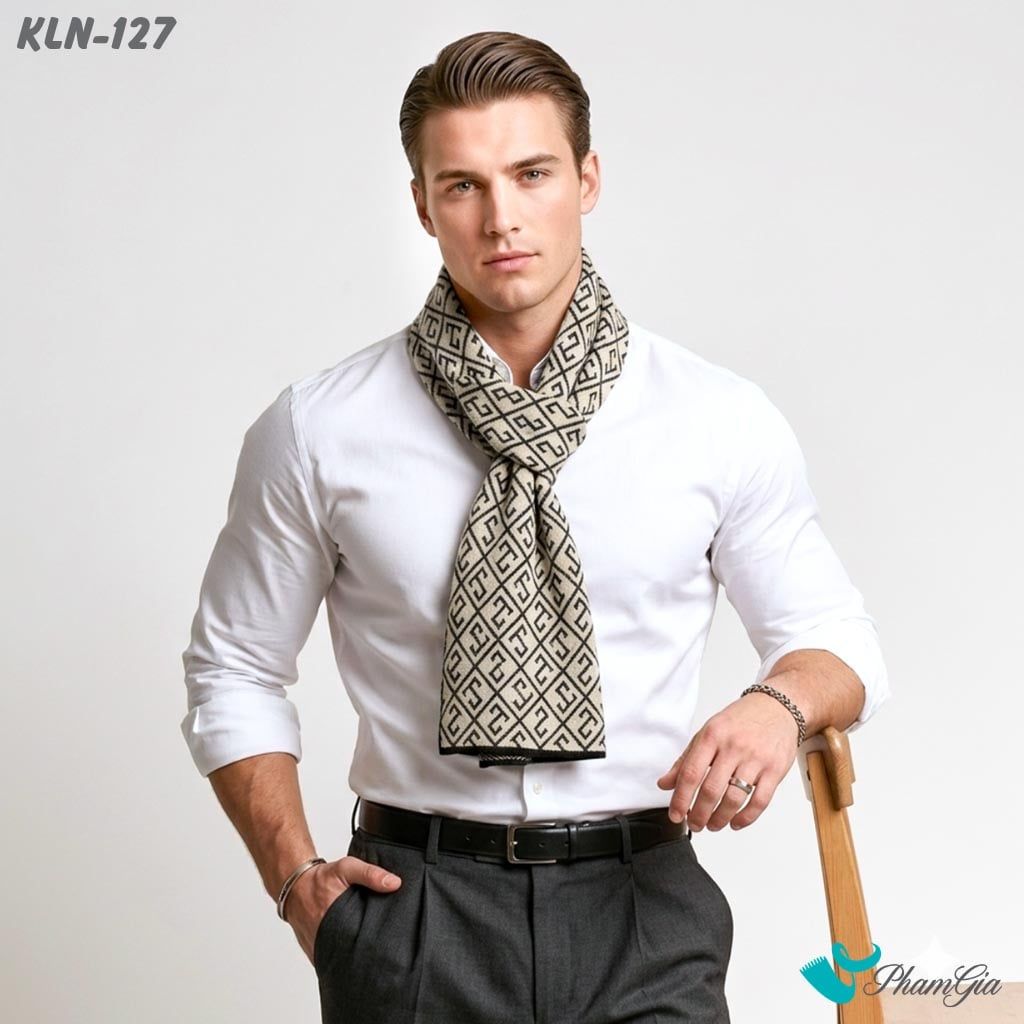 Khăn Choàng Len Cao Cấp Họa Tiết Sang Trọng Và Lịch Lãm Cho Nam (KLN127)