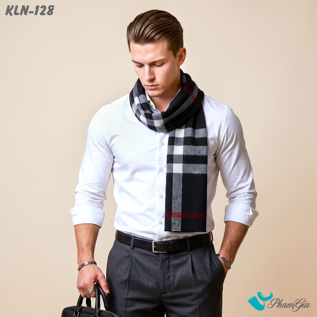 Khăn Choàng Len Cao Cấp Họa Tiết Sang Trọng Và Lịch Lãm Cho Nam (KLN128)