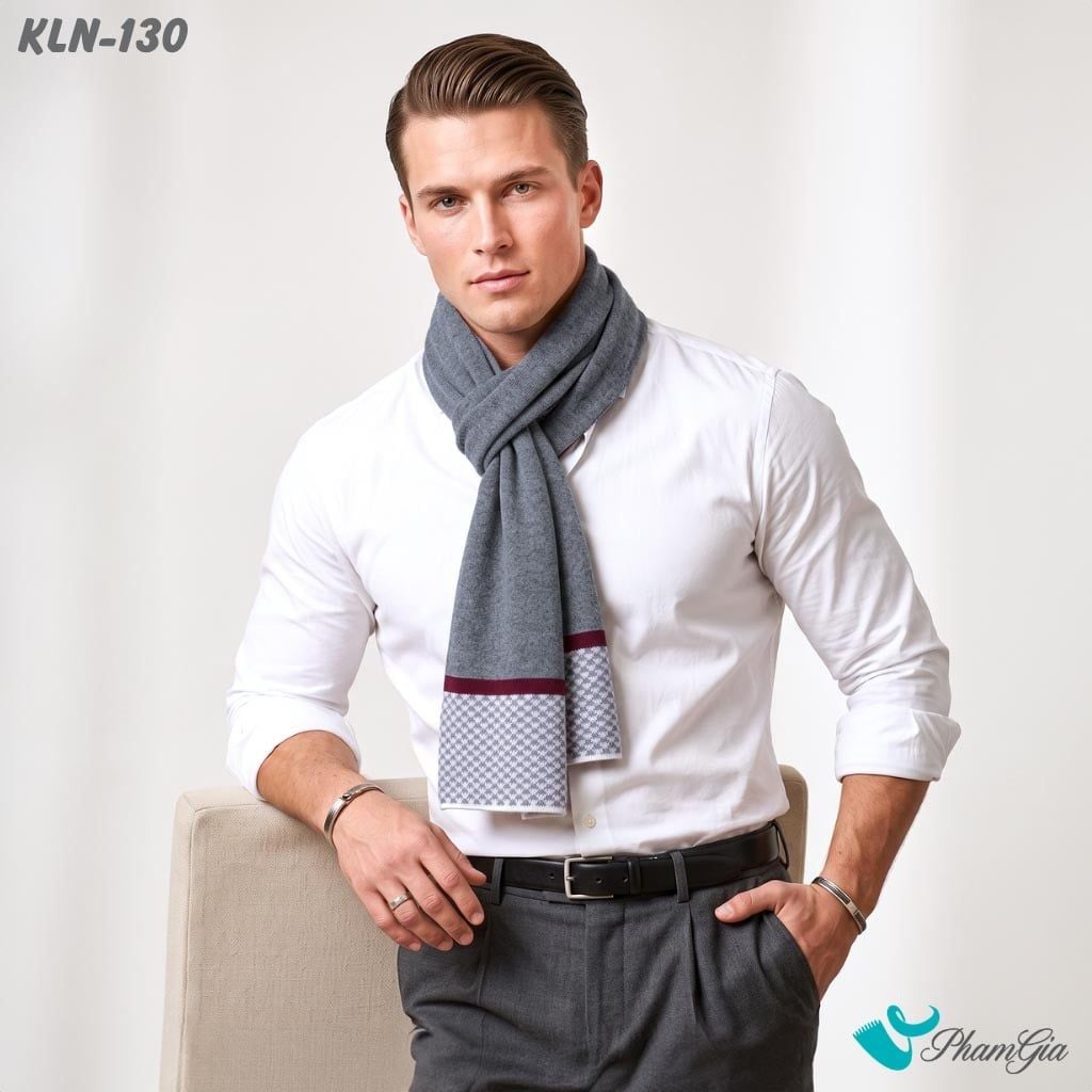 Khăn Choàng Len Cao Cấp Họa Tiết Sang Trọng Và Lịch Lãm Cho Nam (KLN130)