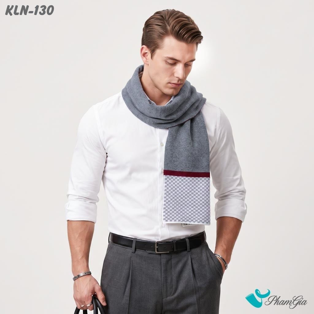 Khăn Choàng Len Cao Cấp Họa Tiết Sang Trọng Và Lịch Lãm Cho Nam (KLN130)