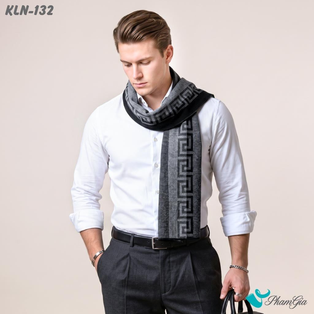 Khăn Choàng Len Cao Cấp Họa Tiết Sang Trọng Và Lịch Lãm Cho Nam (KLN132)
