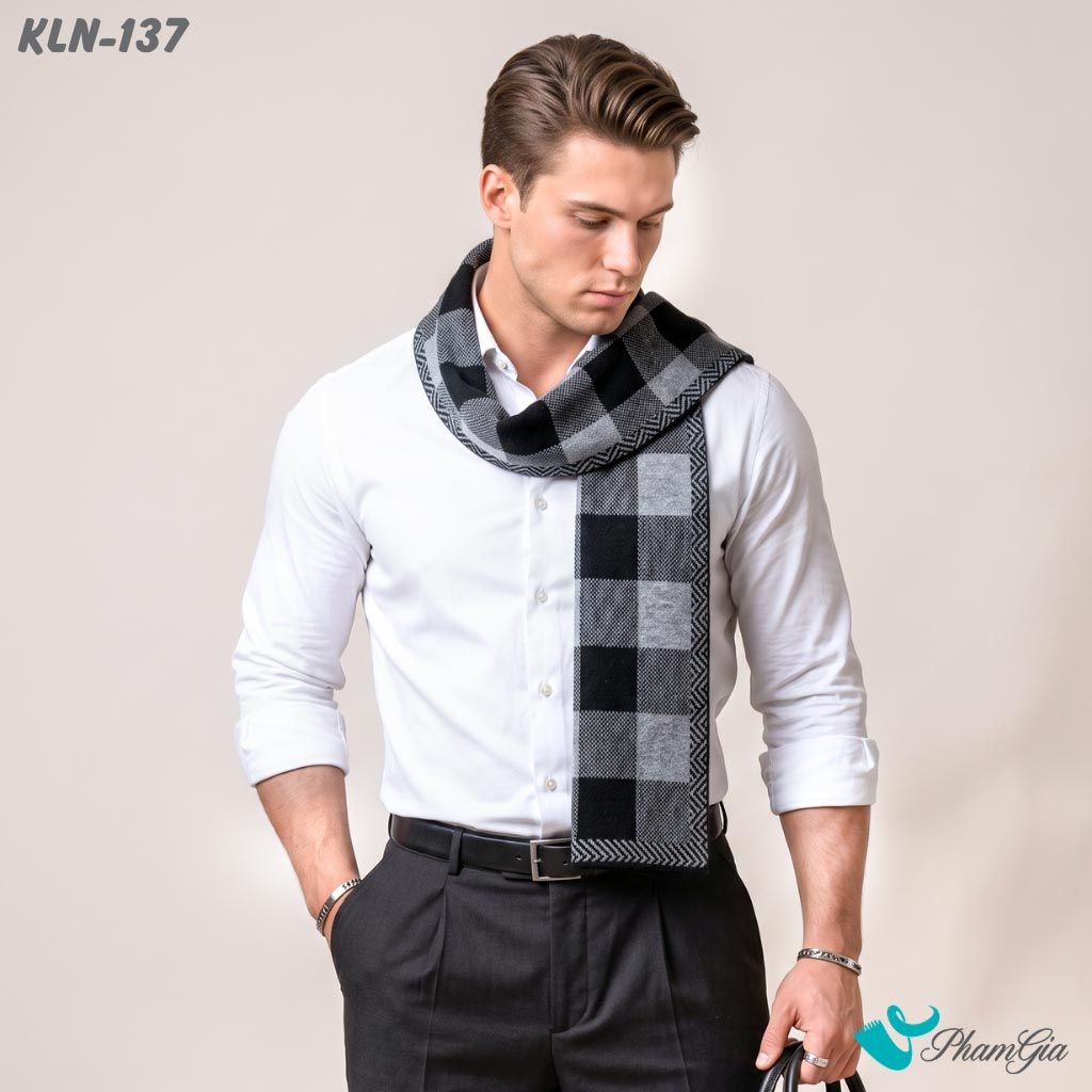 Khăn Choàng Len Cao Cấp Họa Tiết Sang Trọng Và Lịch Lãm Cho Nam (KLN137)
