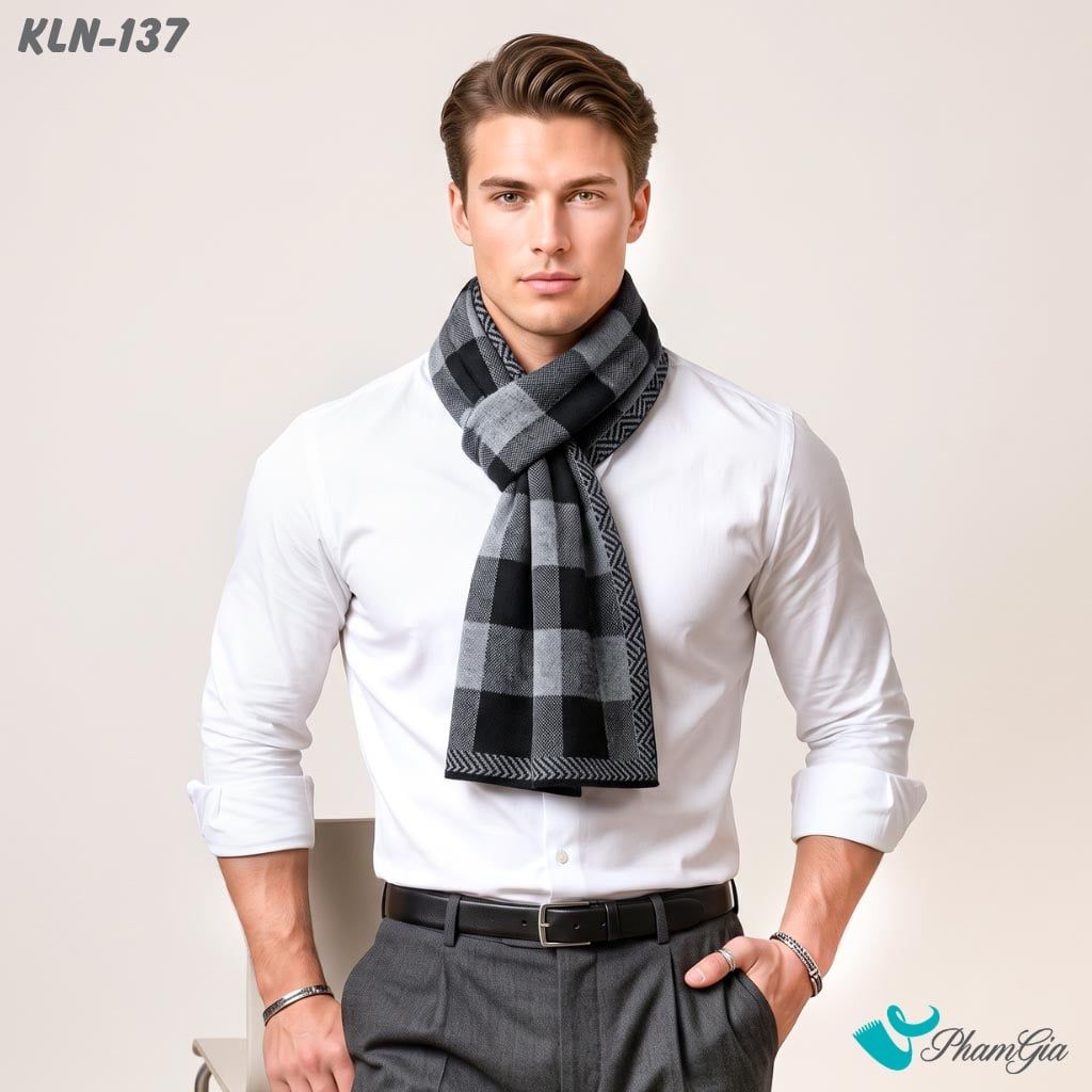 Khăn Choàng Len Cao Cấp Họa Tiết Sang Trọng Và Lịch Lãm Cho Nam (KLN137)