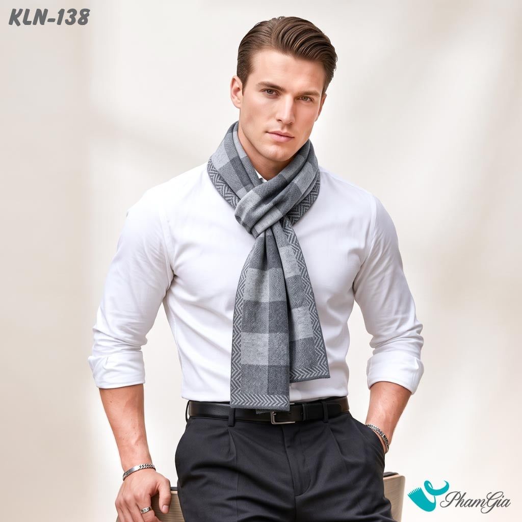 Khăn Choàng Len Cao Cấp Họa Tiết Sang Trọng Và Lịch Lãm Cho Nam (KLN138)