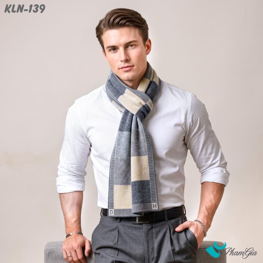 Khăn Choàng Len Cao Cấp Họa Tiết Sang Trọng Và Lịch Lãm Cho Nam (KLN139)