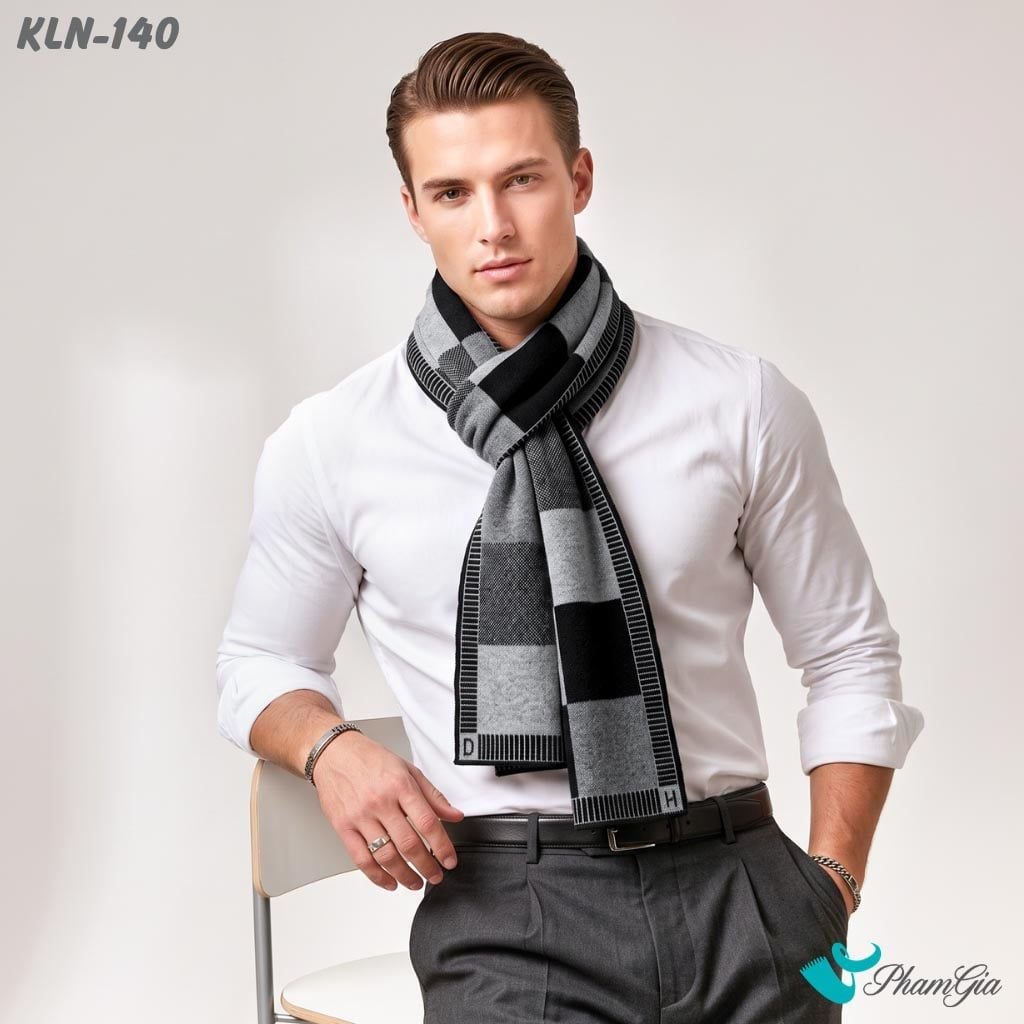 Khăn Choàng Len Cao Cấp Họa Tiết Sang Trọng Và Lịch Lãm Cho Nam (KLN140)