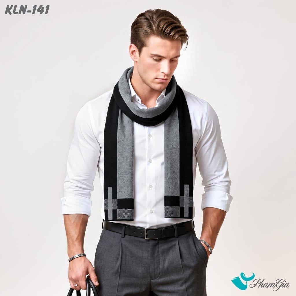 Khăn Choàng Len Cao Cấp Họa Tiết Sang Trọng Và Lịch Lãm Cho Nam (KLN141)