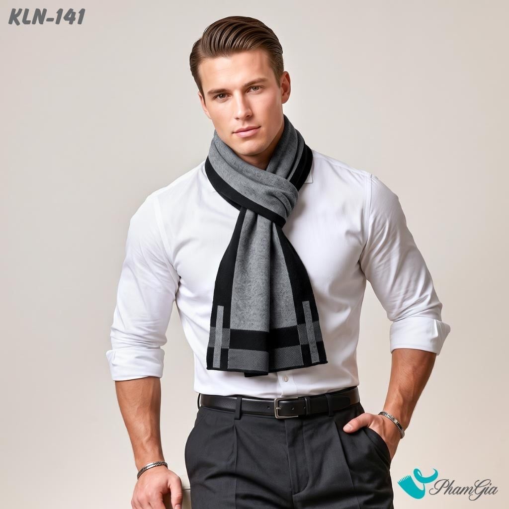 Khăn Choàng Len Cao Cấp Họa Tiết Sang Trọng Và Lịch Lãm Cho Nam (KLN141)