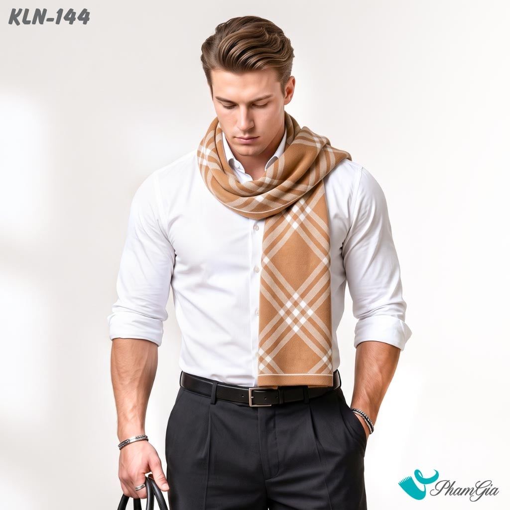 Khăn Choàng Len Cao Cấp Họa Tiết Sang Trọng Và Lịch Lãm Cho Nam (KLN144)