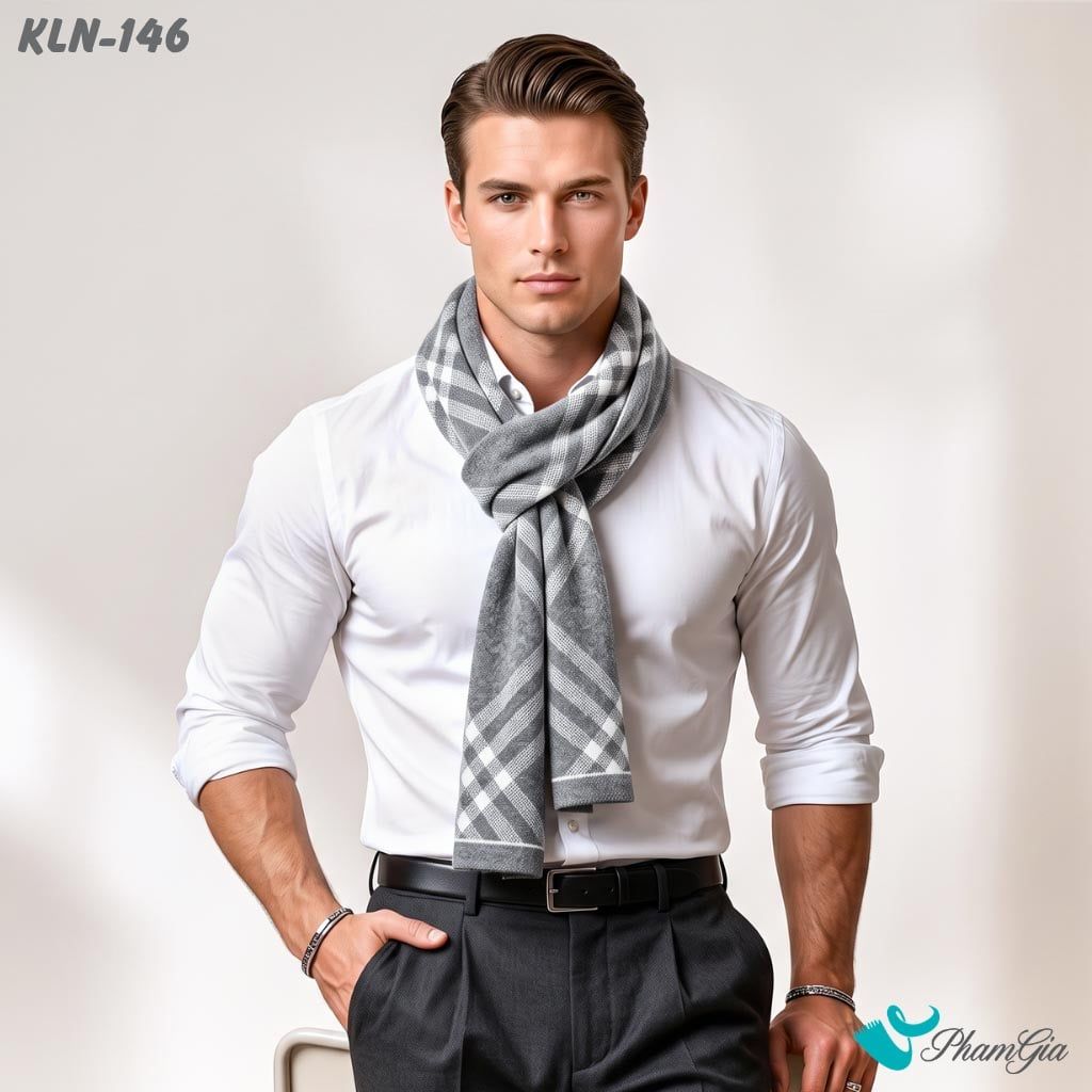 Khăn Choàng Len Cao Cấp Họa Tiết Sang Trọng Và Lịch Lãm Cho Nam (KLN146)